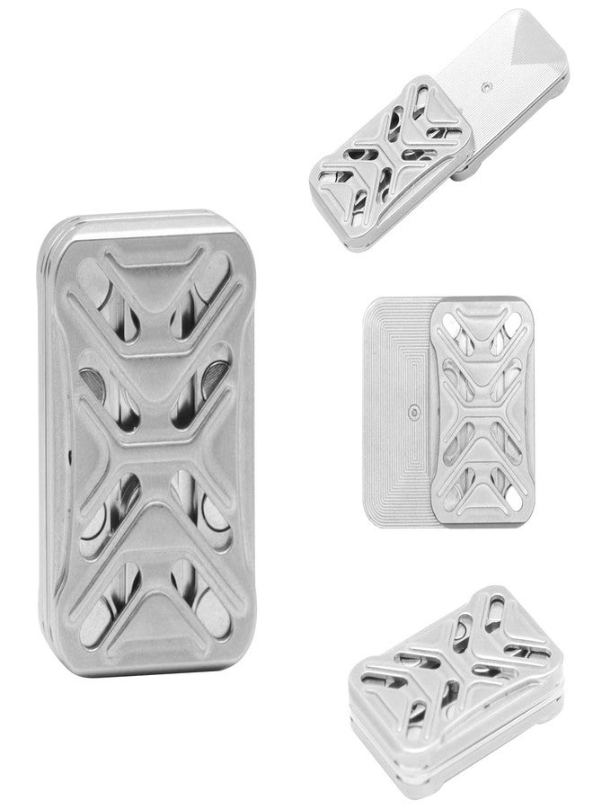 7JI EDC Fidget Slider Push Card Toys,Metal Push Pull Rotation, Relieve ADHD/Anxiety/Stress Metal Fidget Toys Desk Toys,Infinite Stainless Steel Curved Surface - Image 1